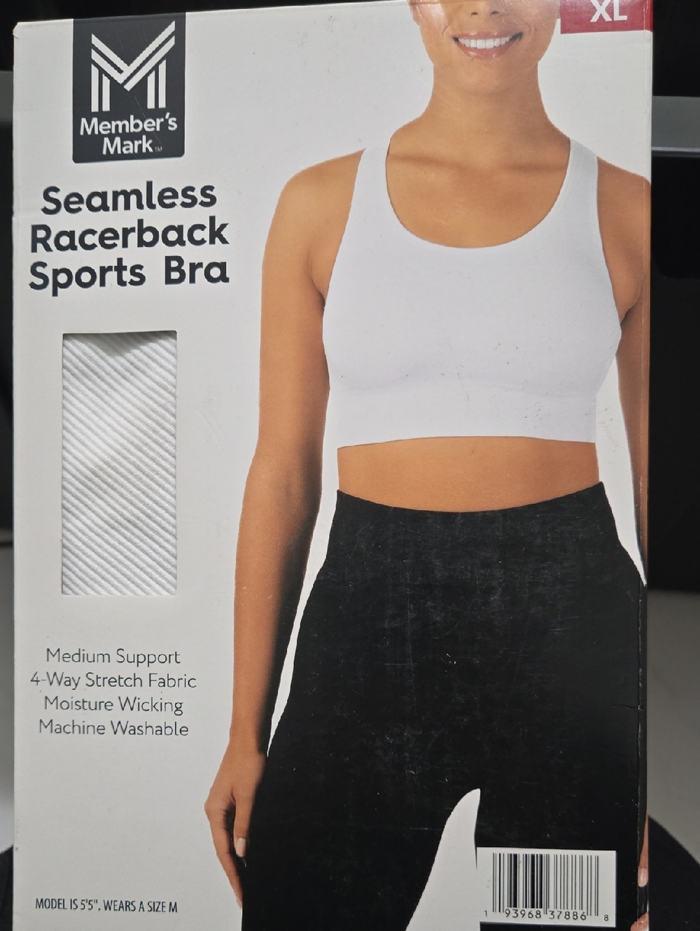 Member's Mark White Seamless Racerback Sports Bra - Medium Support